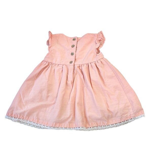 Rachel Zoe Baby Girl Dress Ligh Pink / Peach Size 12M Floral Frilly Embrodery - Picture 5 of 5